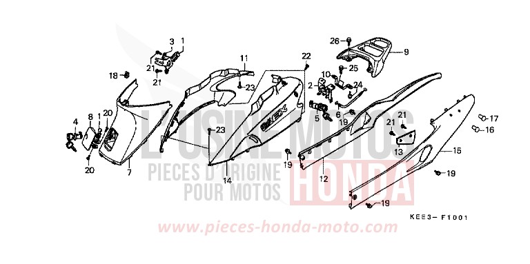 GEHAEUSEABDECKUNG (2) von CB1300 Super Bold'or ABS RADIANT RED METALLIC (R218) von 1997